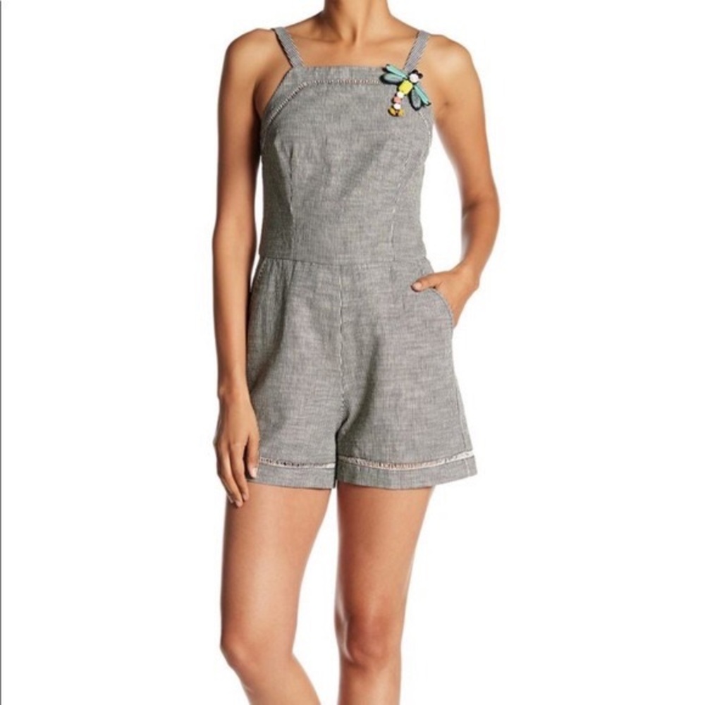 Trina Turk Acai Sleeveless Striped Romper, Black/White - Picture 12 of 16